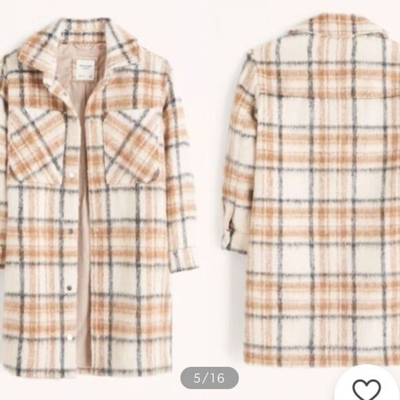 Abercrombie & Fitch | Unisex Street Style Plain Logo Outerwear Plaid Cream/Beige - Picture 2 of 10